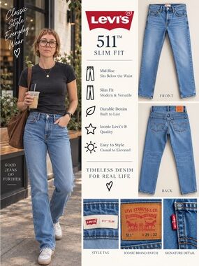 Levi’s 511 Slim Jeans 18 REG W29 L29 Light Wash Denim